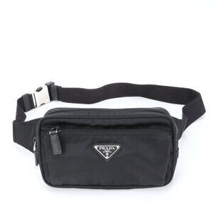 Prada Tessuto nylon triangular logo leather crossbody bag waist pouch